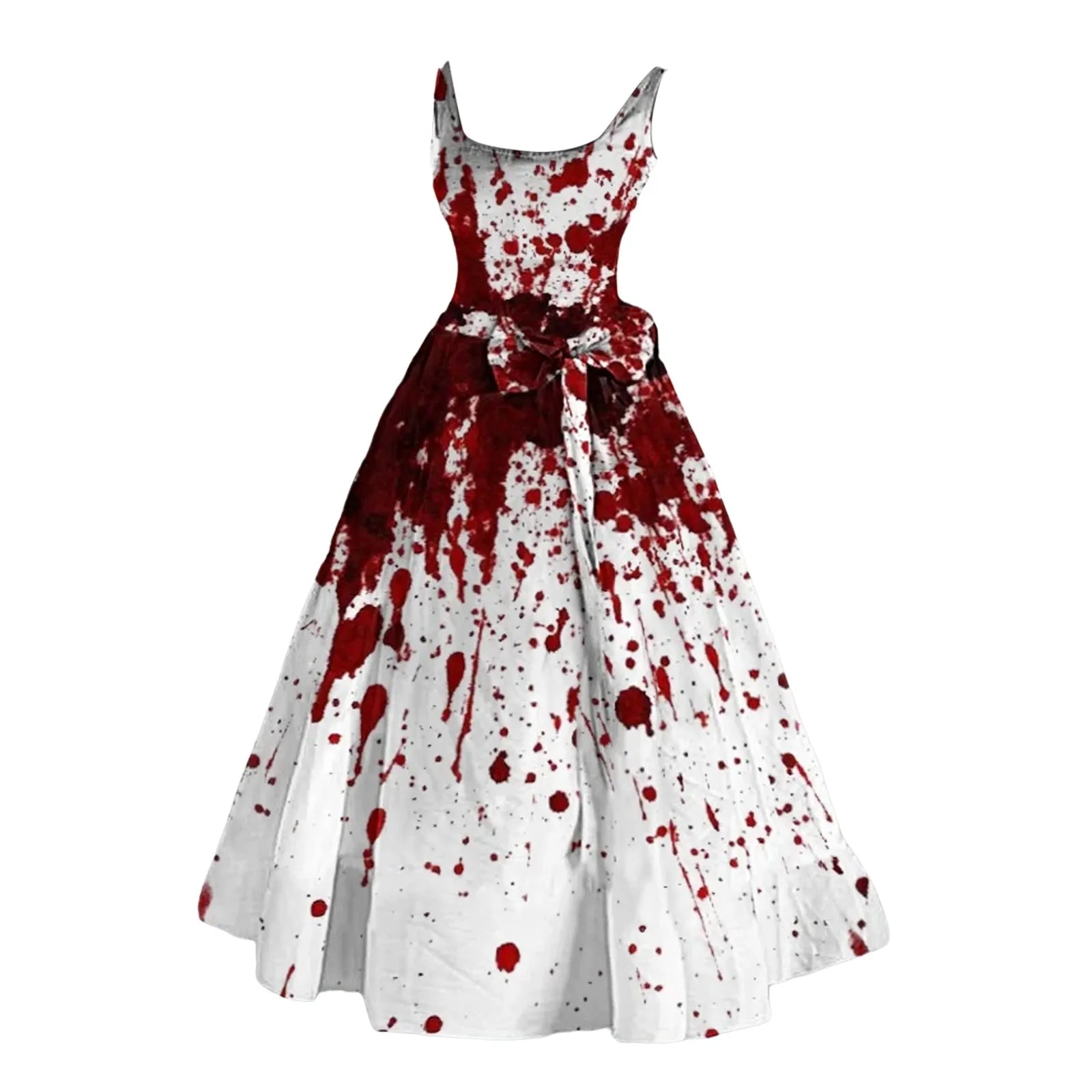 Halloween Scary Costumes Prom Dress For Women Bloody Print Flared Puffy Sleeveless Tunic Cocktail Dress Wedding Guest Dresses - Charlie Dolly