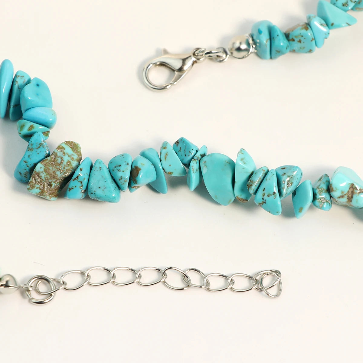 3PCS Natural Stone Turquoise Crushed Stone Necklace Bracelet Earrings Set Boho Unisex Fashion Summer Seaside Vacation Jewelry