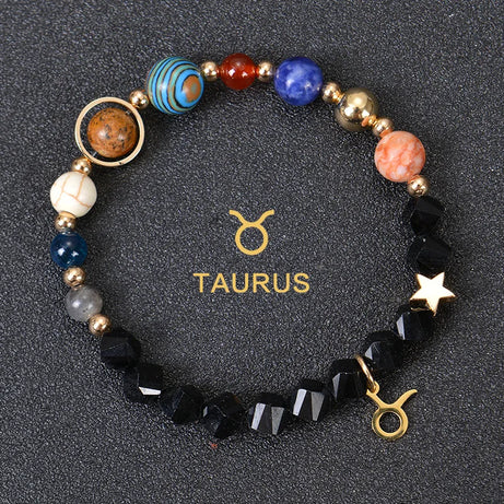 Zodiac Constellation Crystal Bracelet, 12 Signs Natural Stone Beaded Amulet