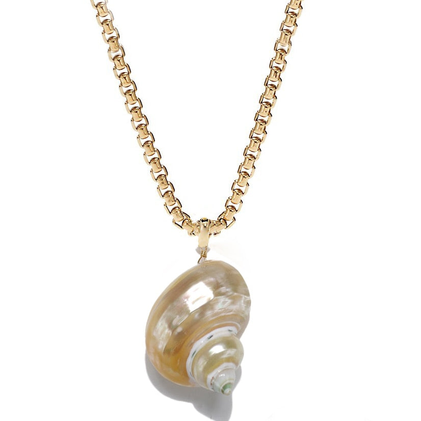 Boho semi-precious gemstone flower beads and mini faceted rondelle zircon crystal beads Scallop Conch shells Necklace - Charlie Dolly