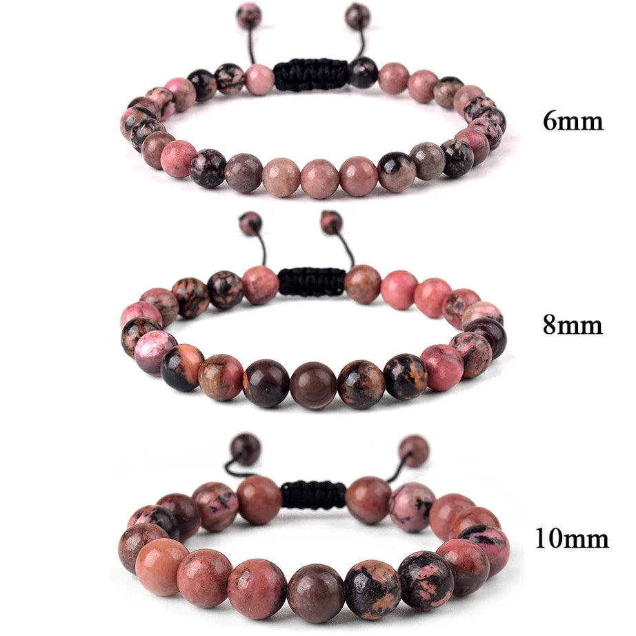 Natural Stone Beaded Bracelet — Tiger Eye, Agate & Lava