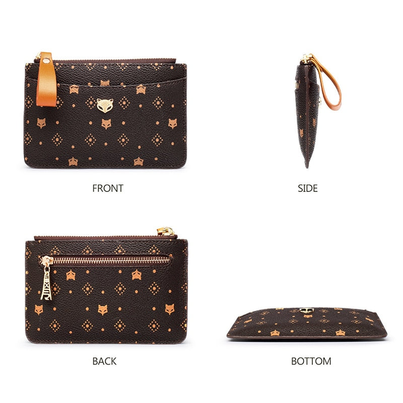 FOXER PVC Leather Card Holder Women Zipper Coin Packet Lady Key Bag Small Bus ID Card Wallet Light Thin Clutch Bag Fashion Purse - Charlie Dolly