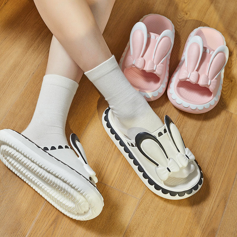 Mo Dou Women&#39;s Slippers EVA Thick Soft Sole Home Shoes Lovely Cartoon Rabbits for Outdoors Non-slip Concise Light Wearable - Charlie Dolly
