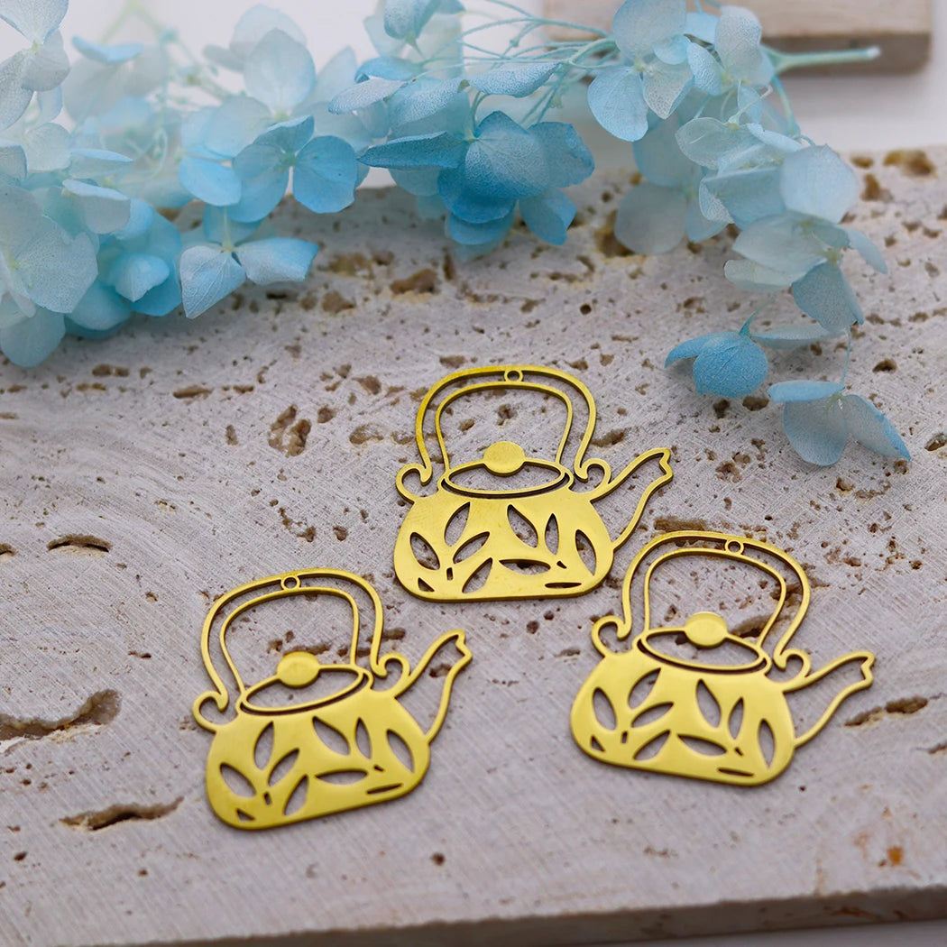 3pcs DIY Earrings Lotus Flower Yogo Buddha Stainless Steel Pendant Moon Charm For Jewelry Making Necklace Amulet Accessories