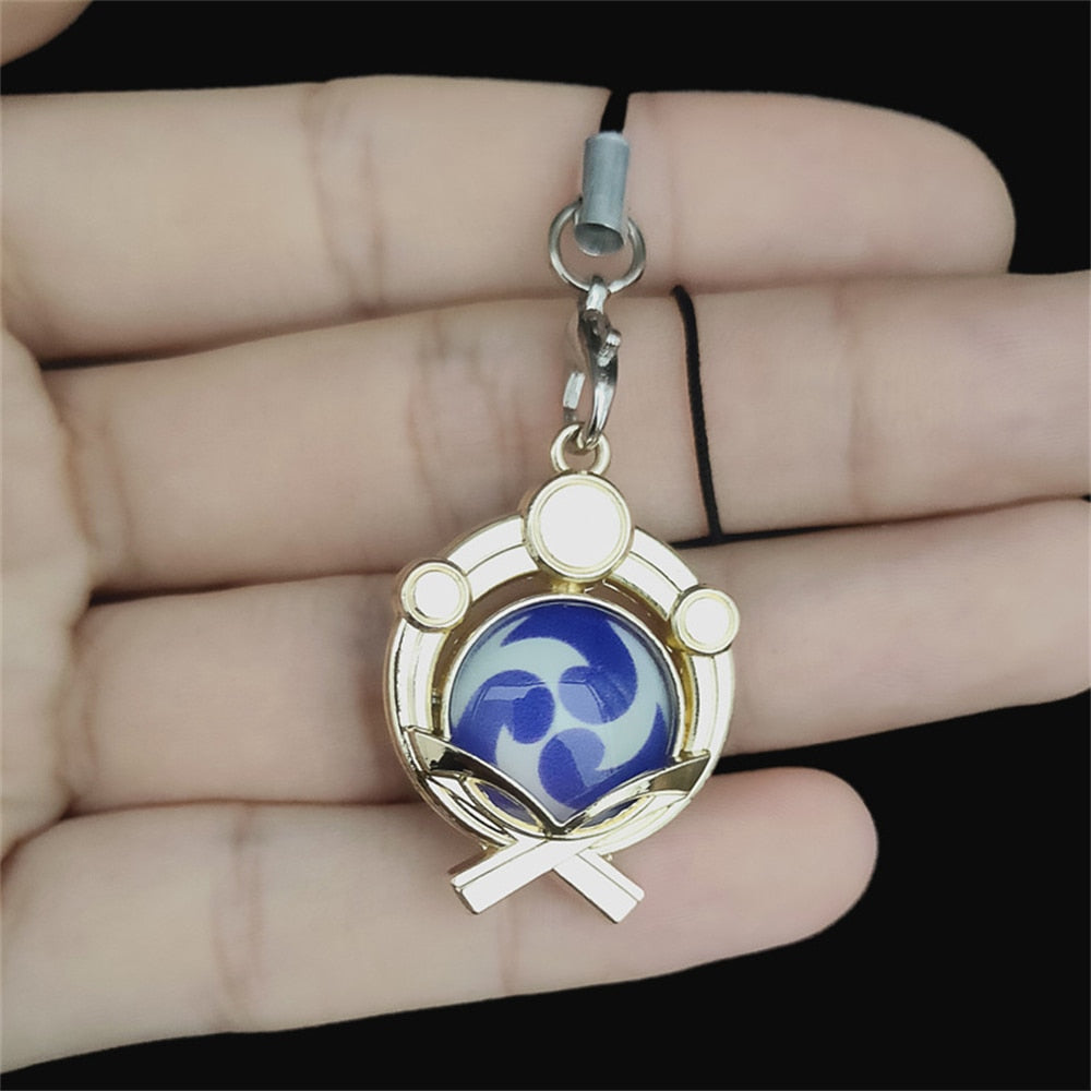 Game Genshin Impact Keychain Luminous 7 Element Double-Side Glass Pendant Weapons Eye Of Original Keyring Phone Charms Souvenir - Charlie Dolly