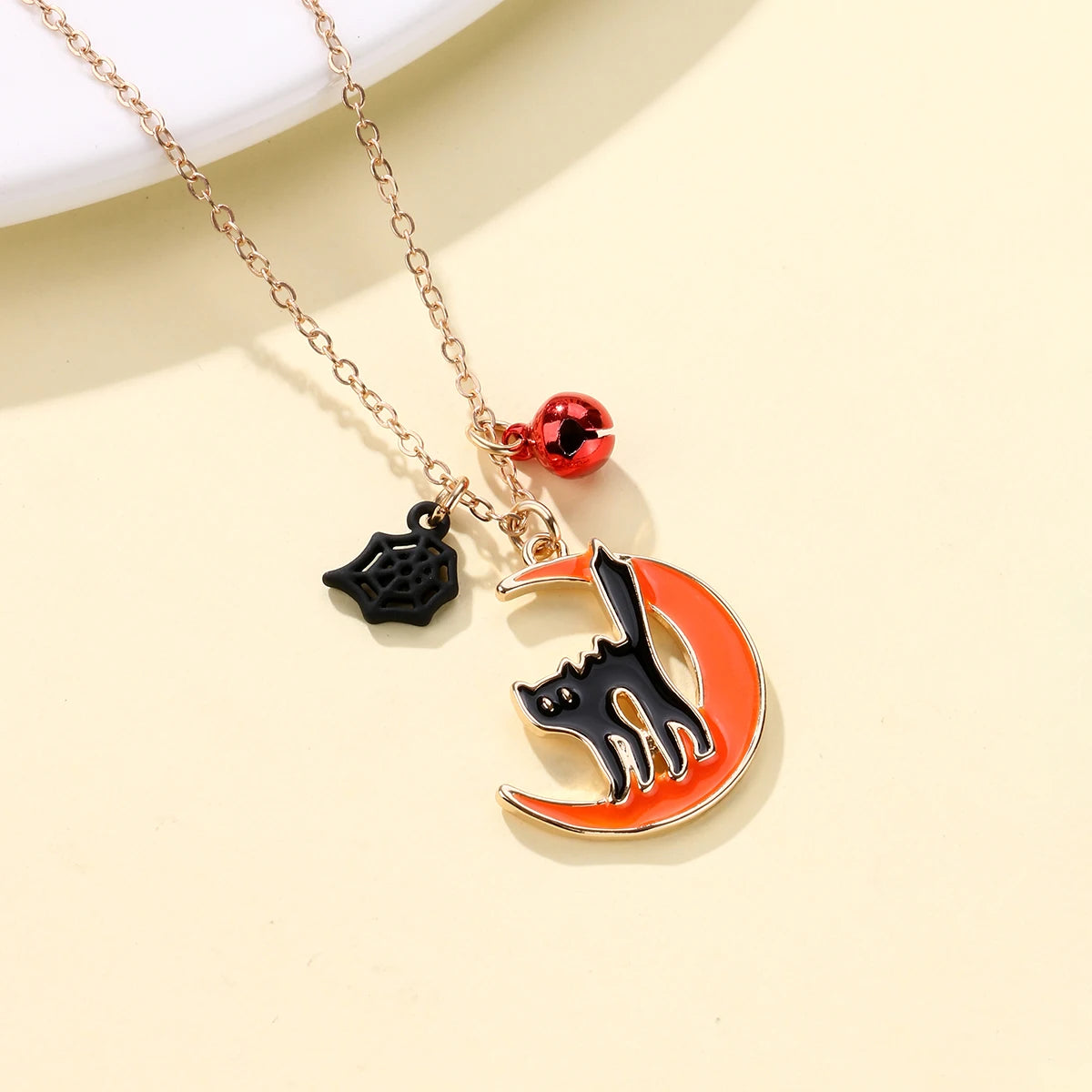 Halloween Children's Necklace Hat Pumpkin Bat Alloy Oil Drop Good Friends Versatile Collar Chain Set First Jewelry - Charlie Dolly