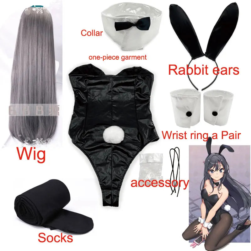 Sakurajima Mai Bunny Girl Cosplay Costume Halloween Adult Woman Senior Sister Cosplay Wig Clothes Size M/XL - Charlie Dolly