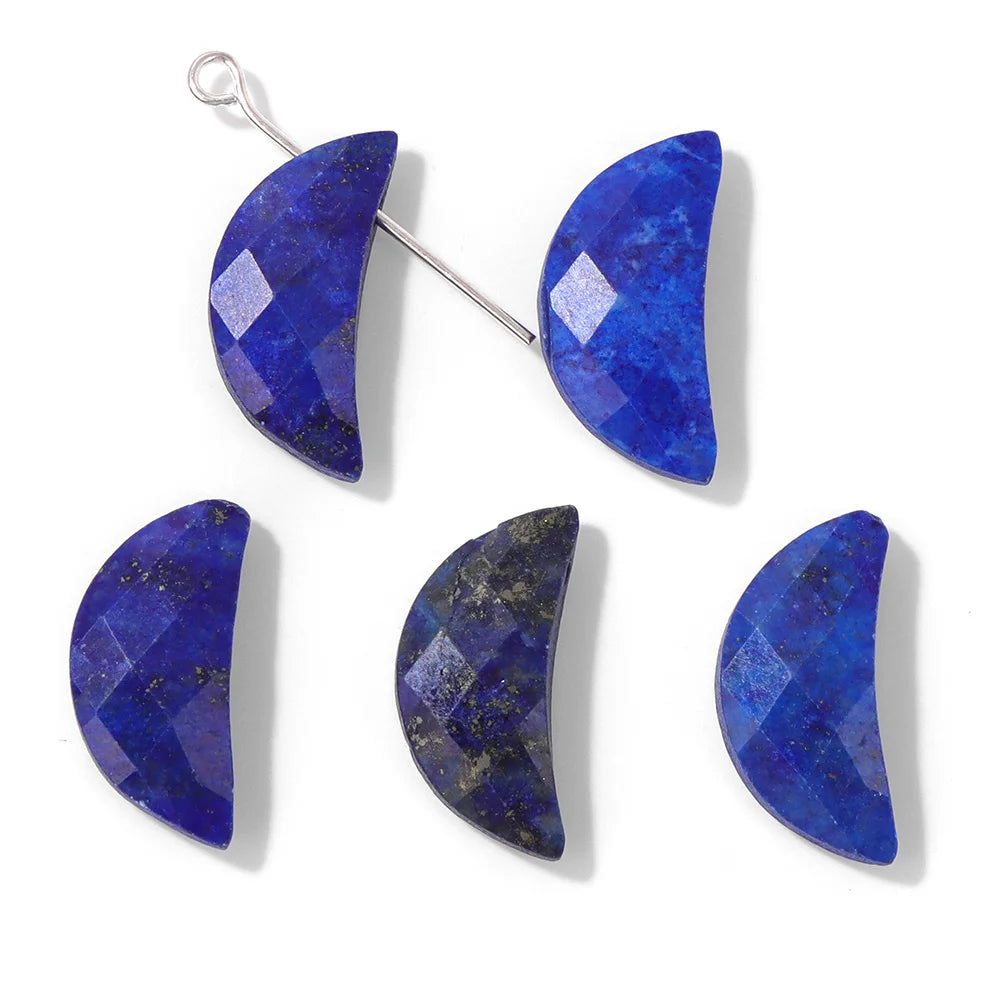 Natural Lapis Lazuli Stone Pendant Charm Waterdrop Square Round Heart Shape Accessory For Making Bracelet Necklace Earring 2pcs