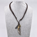 Feather Angel Wings Necklace & Pendants Vintage Brown Leather Neckless for Women Men Jewelry Boys Necklace Statement Necklace - Charlie Dolly