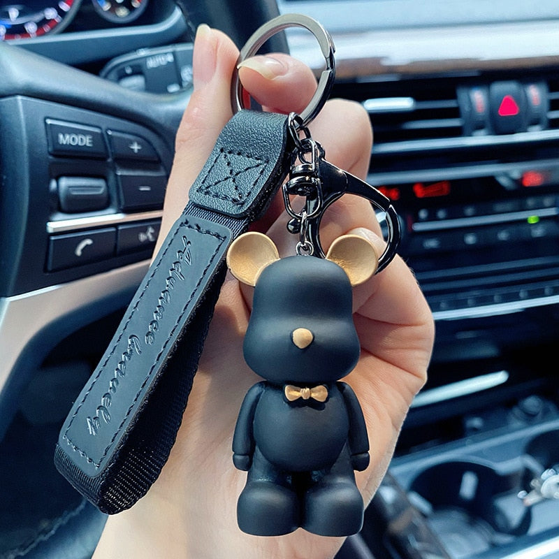 Cute Resin Keychain Charm Tie The Bear Pendant For Women Bag Car KeyRing Mobile Phone Fine Jewelry Accessories Kids Girl Gift - Charlie Dolly