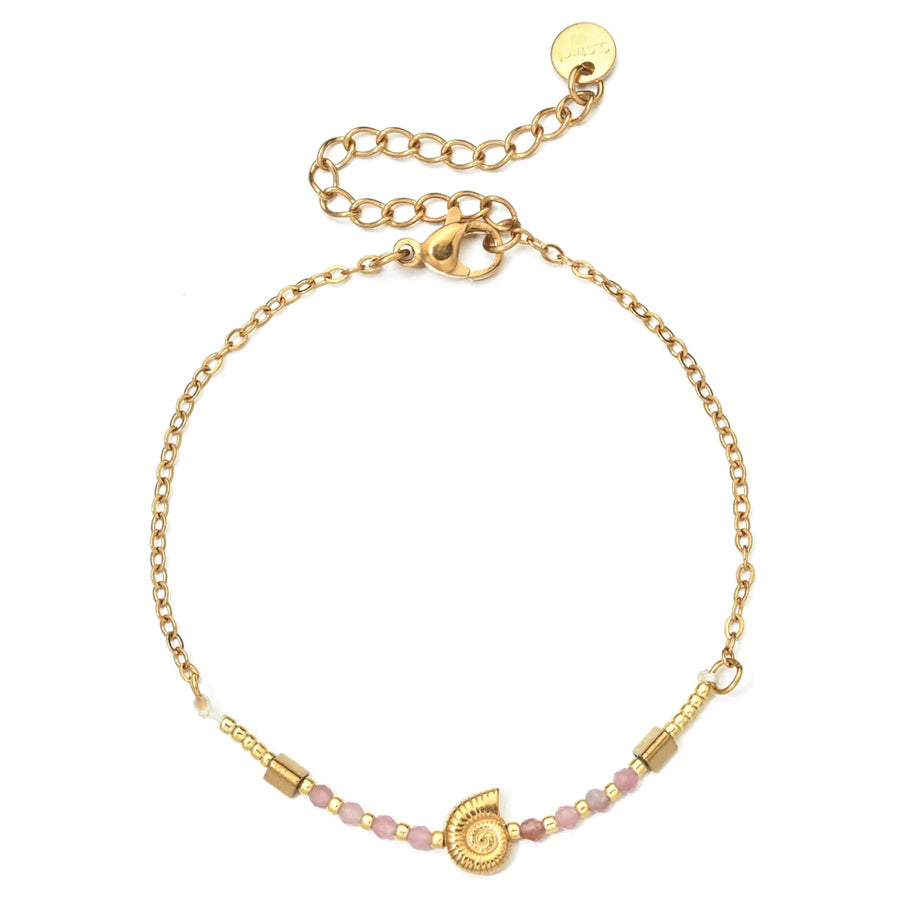 Cute Seashell Thin Natural Stone Bracelets for Women Beads Stainless Steel Chain Bracelet Minimalist Pulseras Boho Jewelry - Charlie Dolly