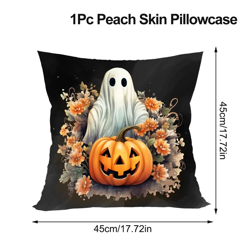 Halloween Pumpkin Ghost Pillowcase Happy Halloween Party Decorations For Home 2024 Trick or Treat Spider Bat Cat Pillow Covers - Charlie Dolly