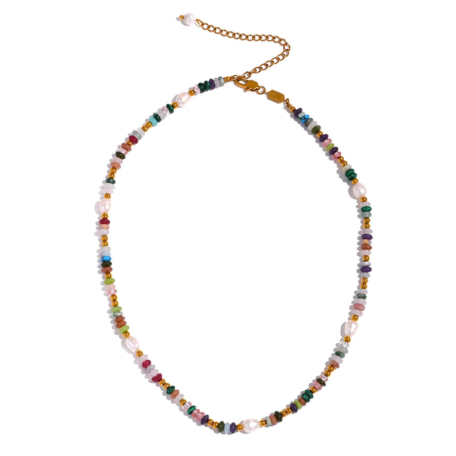 Natural Pearl Stone Boho Necklace