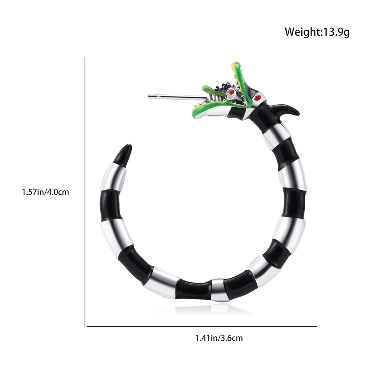 Harong Halloween Creative Beetlejuice Hoop Earring for Women Beetle Sandworm Creepy Chunky Jewelry Cosplay Accessories Gift - Charlie Dolly