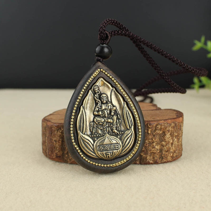 Handmade Ethnic Ebony Exaggerated Bodhisattva Pendant Necklace Women Buddha Lucky Eight guardians Amulet Necklaces For Men - Charlie Dolly