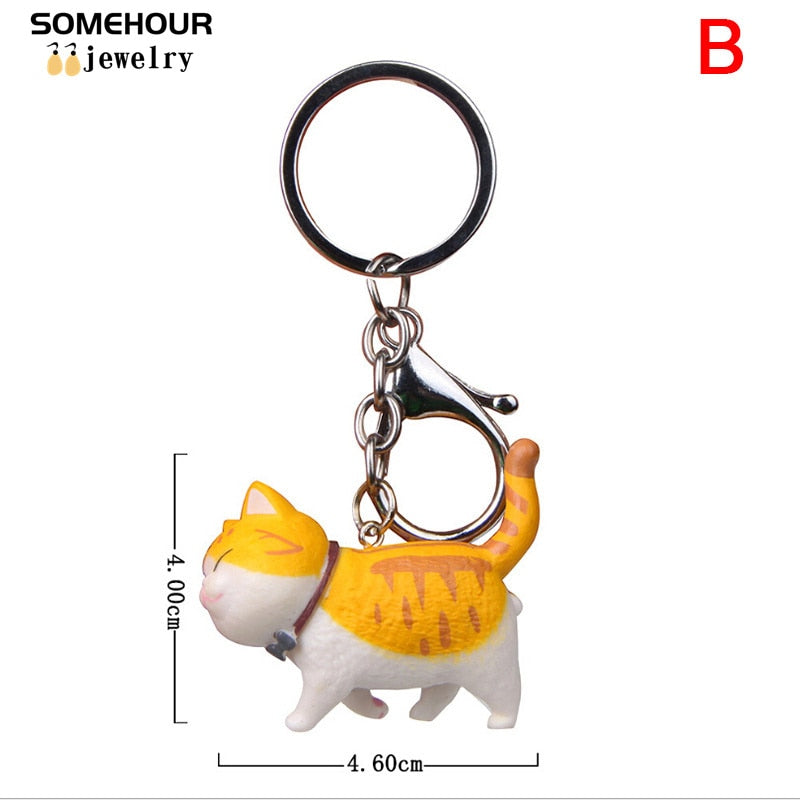 SOMEHOUR Fashion Cute Cat Pendant Keychain Car Bag Charm Shake Head Keyrings Creative Jewelry For Women Kids Gifts Accessories - Charlie Dolly