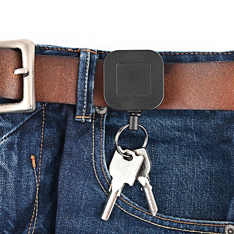 Anti-theft Metal Easy-to-pull Buckle Rope Elastic Keychain Sporty Retractable Key Ring Anti Lost Ski Pass ID Card - Charlie Dolly