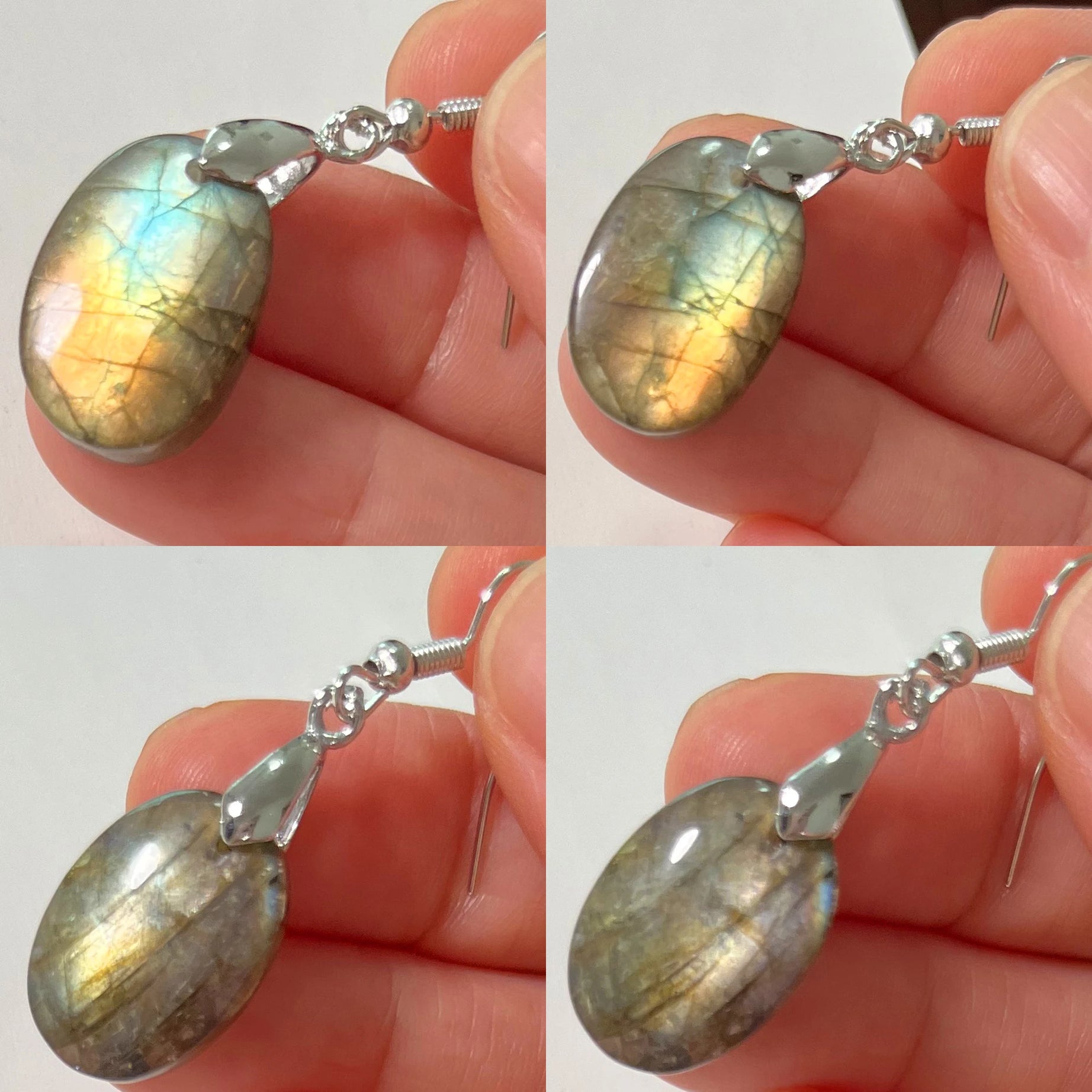 Blue Labradorite Pendant & Earrings Set, Raw Natural Stone Unisex Boho Jewelry