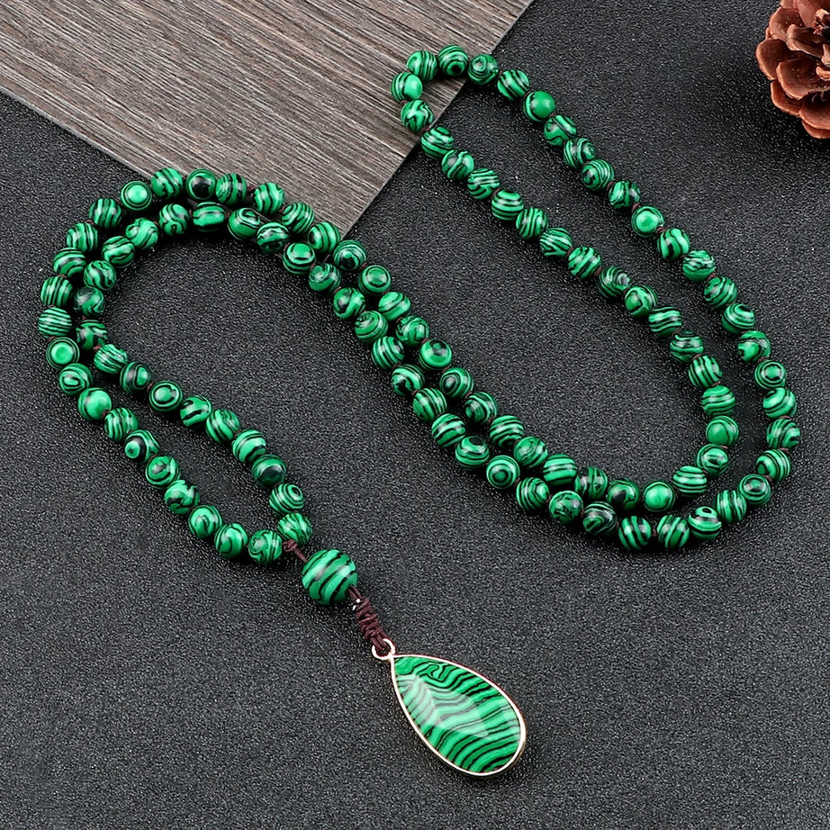 Tiger Eye Onyx Prayer Mala Necklace Jewelry