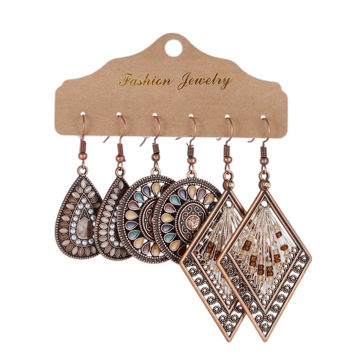 Boho Ethnic Dangle/Round Earrings For Women Vintage Fashion 2024 Earrings Sets Pendientes Earring Unusual Pendant Jewelry Female