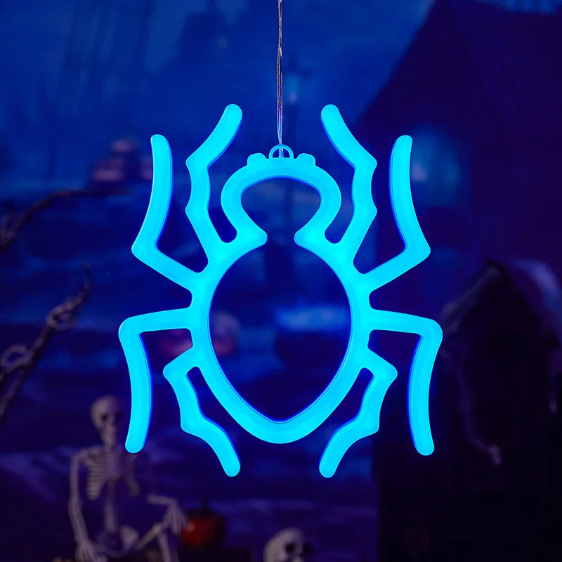 Halloween Window Lights Home Indoor LED Pumpkin Spider Ghost LED Decor Lamp 2024 Halloween Party Hanging Decoration Kids Favors - Charlie Dolly