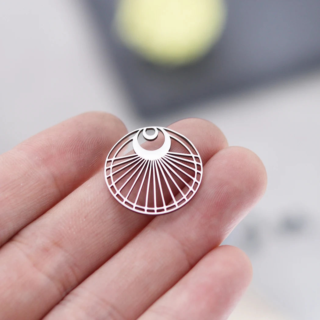 3pcs Stainless Steel Gothic Sun Cross Sword DIY Charms Tassels Star Lotus Flower Earrings Necklace Jewelry Making Amulet Pendant