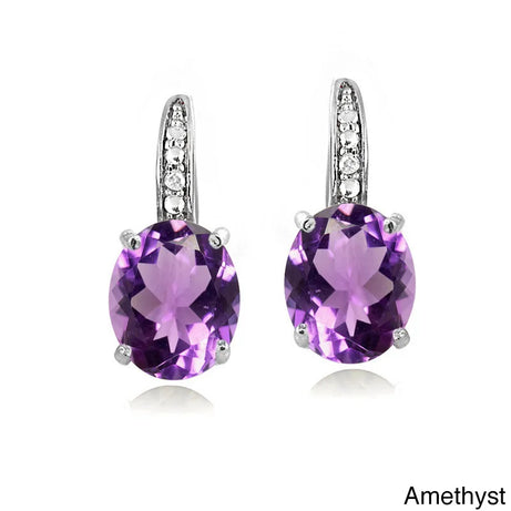 925 Sterling Silver Gemstone Hoop Earrings, Colorful CZ 18K Gold-Plated Jewelry