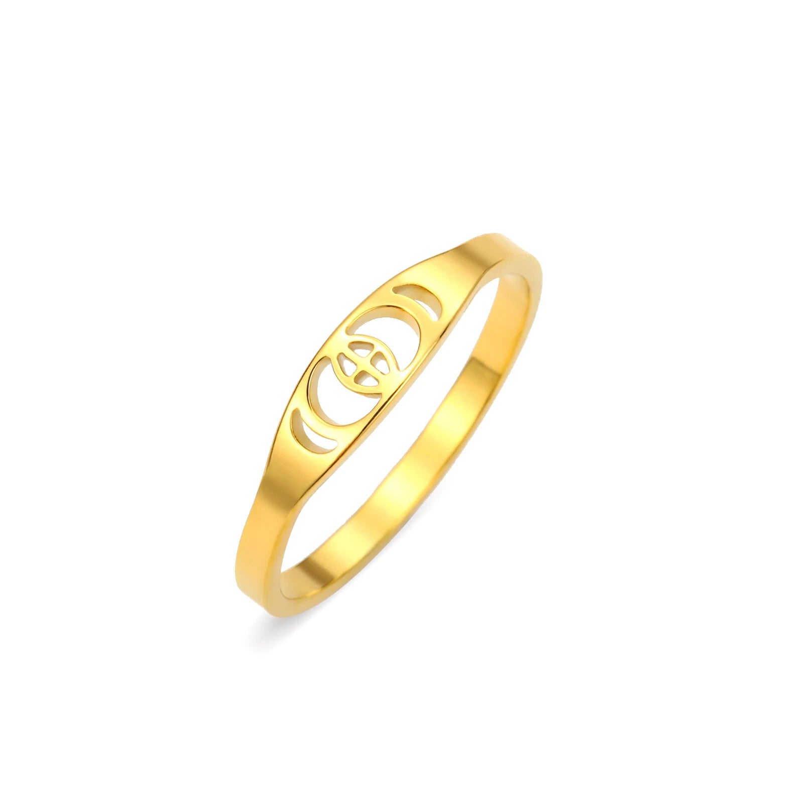LIKGREAT Trendy Moon Phase Ring Crescent Moon Finger Rings for Women Men Stainless Steel Romantic Lucky Jewelry Boho Gift Amulet