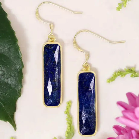 Lapis Lazuli Rectangle Earrings Pendant Necklace Jewelry - Charlie Dolly