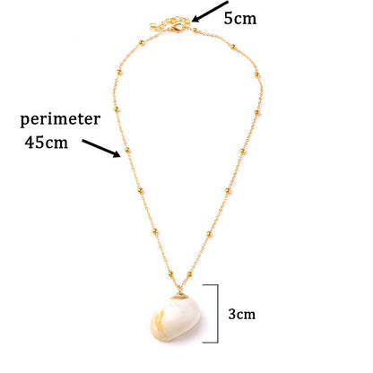 Boho Conch Shell Necklace Gold Color Beads Chain Necklace Women Simple Seashell Choker Necklace Summer Beach Jewelry Party Gift
