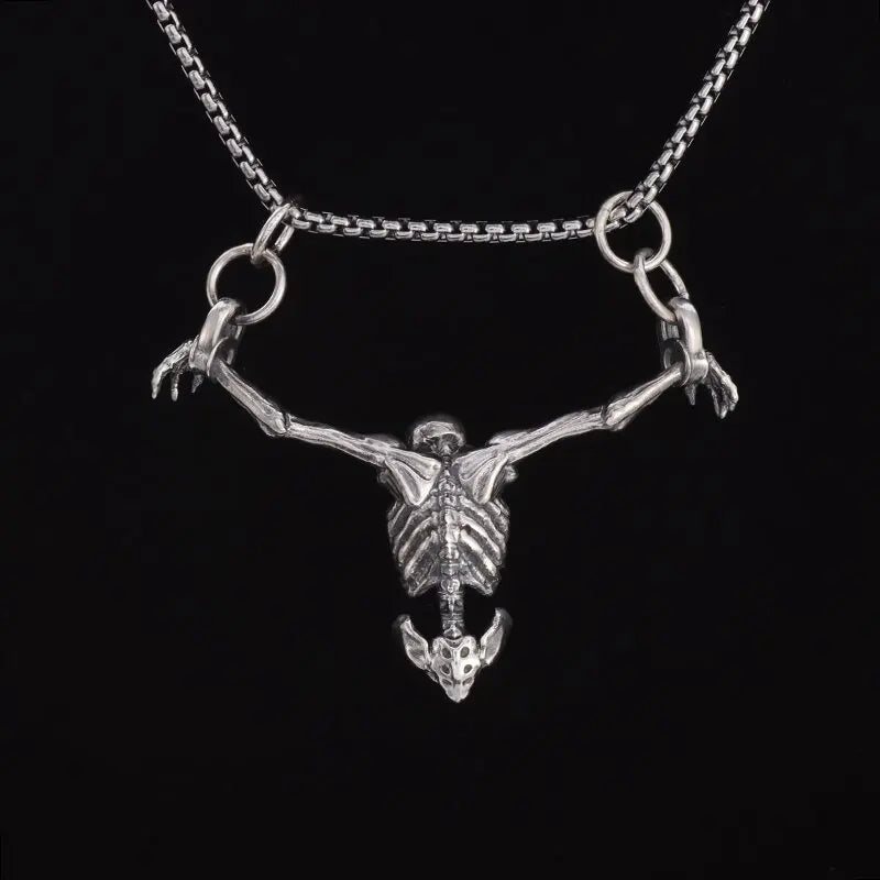 Silver Plated Captivity Skull Pendant Men\'s Biker Punk Rock Necklace Gothic Halloween Jewelry Accessory - Charlie Dolly