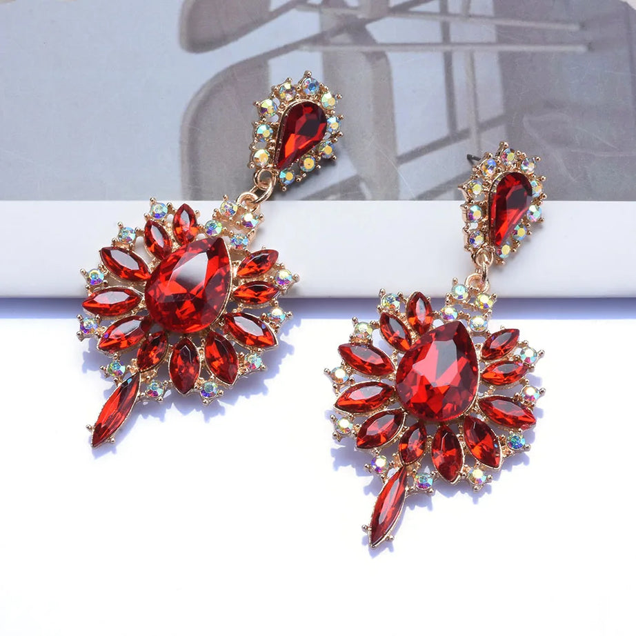 Crystal Water Drop Long Statement Earrings Jewelry