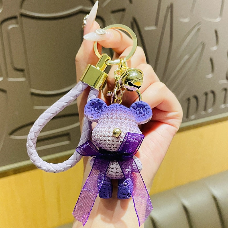 Cute Resin Keychain Charm Tie The Bear Pendant For Women Bag Car KeyRing Mobile Phone Fine Jewelry Accessories Kids Girl Gift - Charlie Dolly