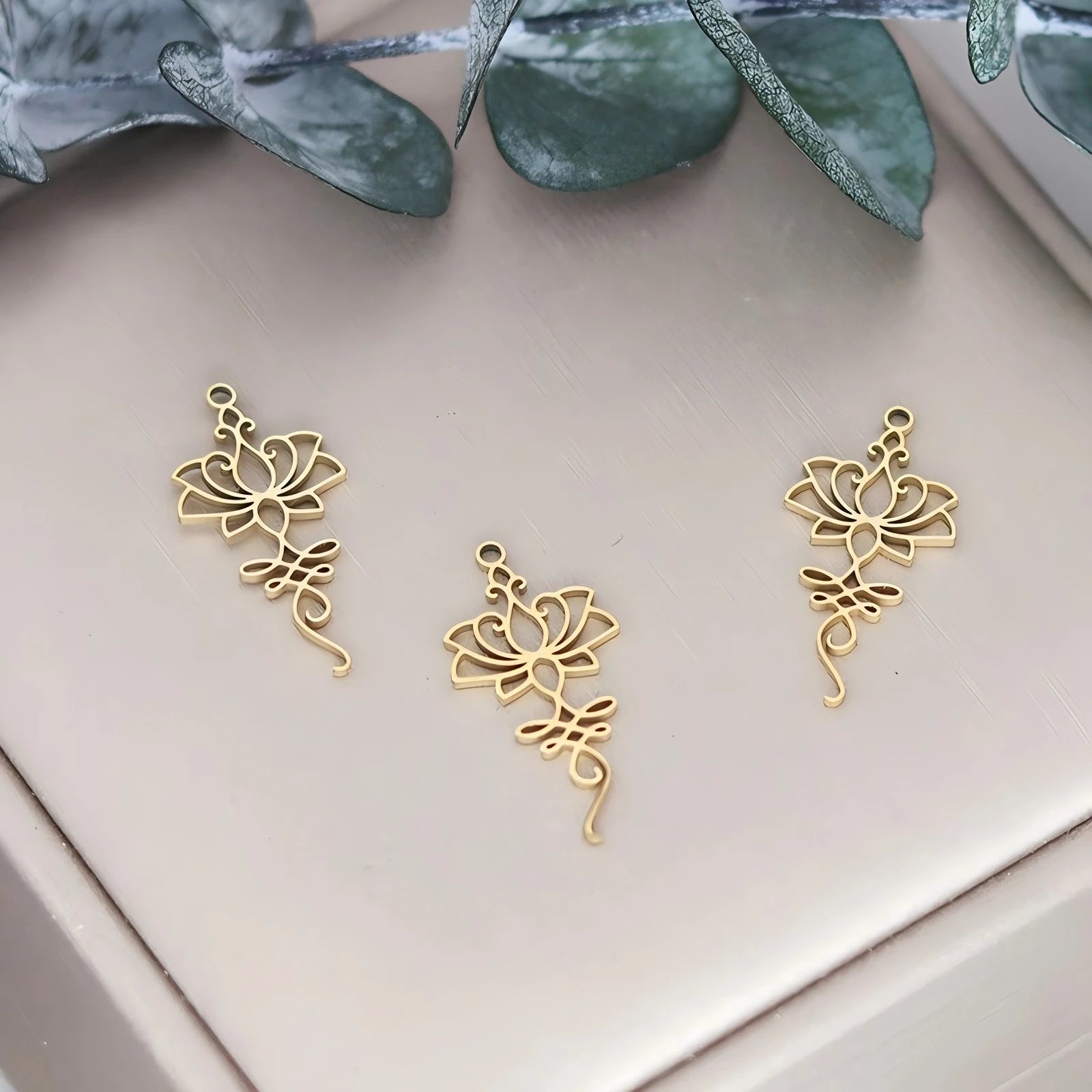 3pcs Unalome Lotus Flower Pendant Buddha Buddhism Om Yoga Charms Necklace Earrings Amulet Jewelry Making Supplies DIY
