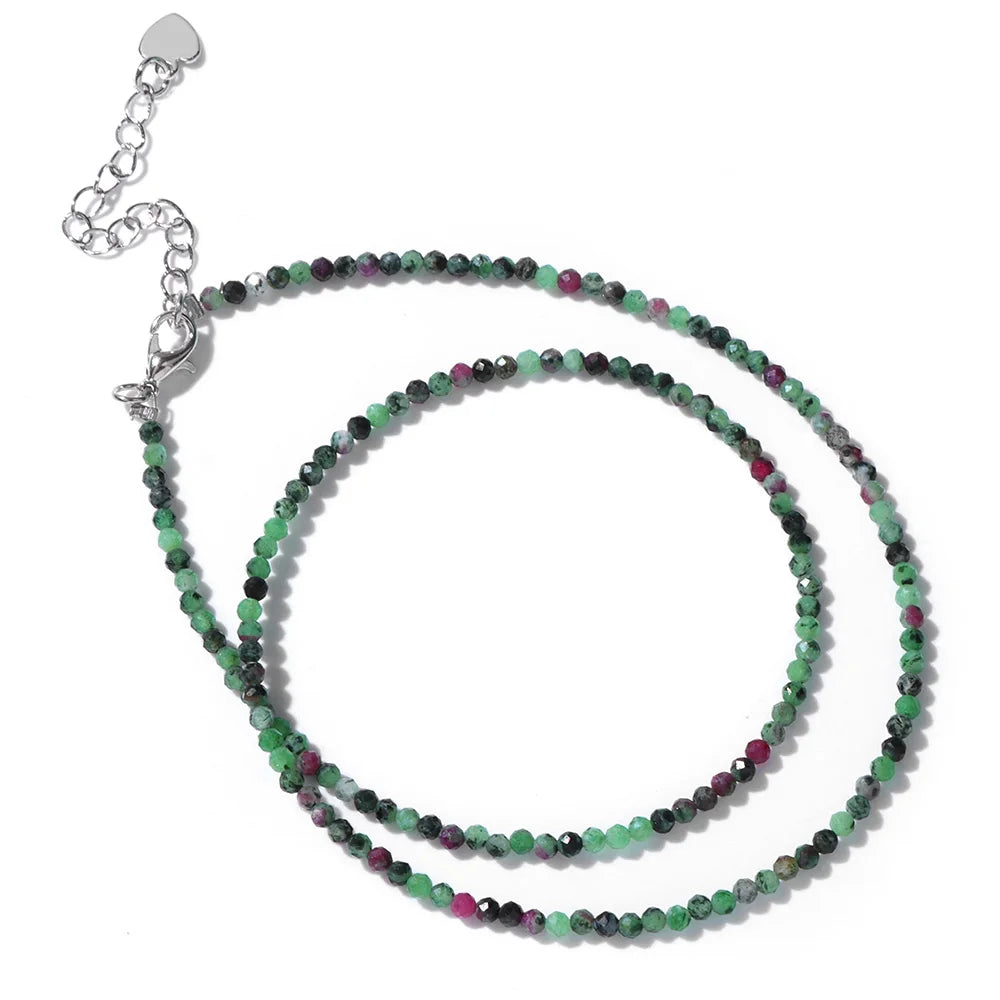 2mm Natural Stone Beads Necklace Handmade Mini lapis lazuli Amethysts Turquoises Beaded Necklaces for Women Boho Jewelry Gift