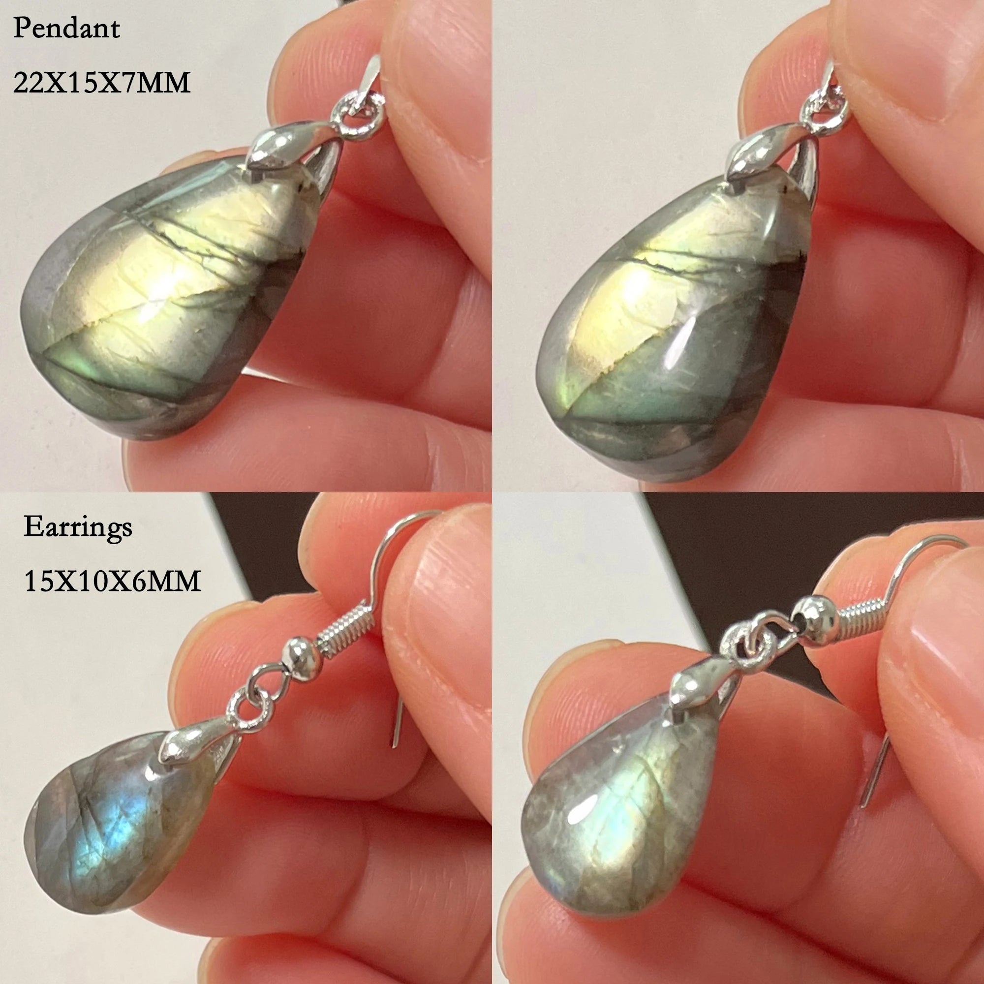 Women Men Irregular Shape Bead Natural Stone Blue Labradorite Earrings