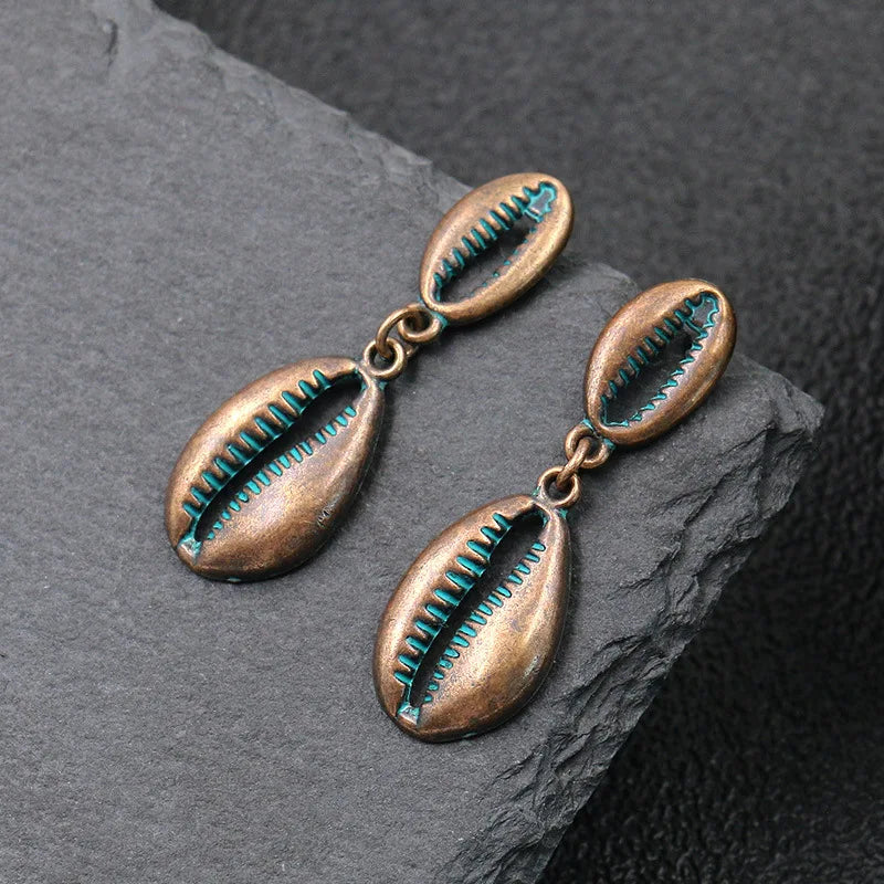 Vintage Earrings Starfish Shell Dangle Drop Earrings For Women Boho Statement Jewelry Anti-Copper Brass Alloy Earrings Brincos