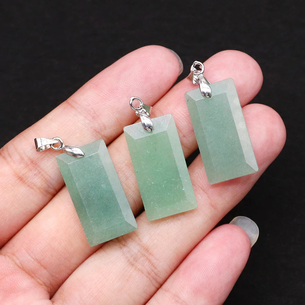 2pcs Quartz Crystal Rectangle Stone Pendants for Women DIY Necklace Natural Amethyst Lapis Lazuli Slice Pendant Earrings Jewelry