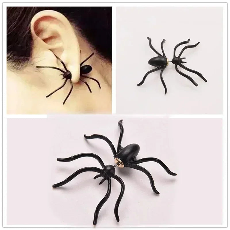 3D Punk Style Black Spider Halloween Animal Stud Earrings Vintage Fashion Jewelry Gifts Fashion Accessories for Women Gifts