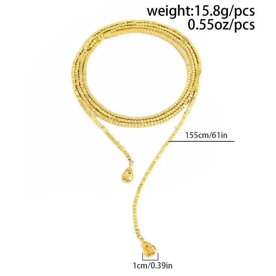 Irregular Bead Y Shape Long Necklace Jewelry