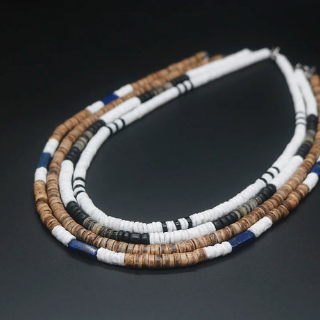 Tribal Coconut and Puka Shell Boho Necklace for Men