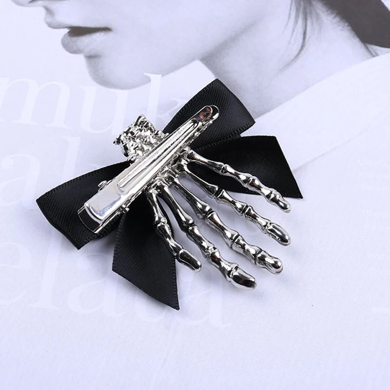 Halloween Bow Skull Clip Skeleton Ghost Hand Bone Hairpin Vintage Punk Gothic Personality Women Girls Hairclips Hair Accessories - Charlie Dolly