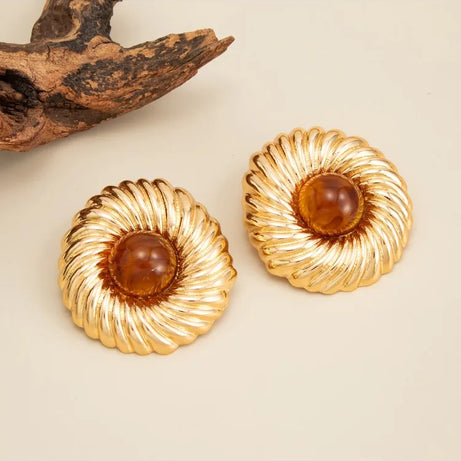 Resin Bead Big Spiral Stud Earrings Jewelry