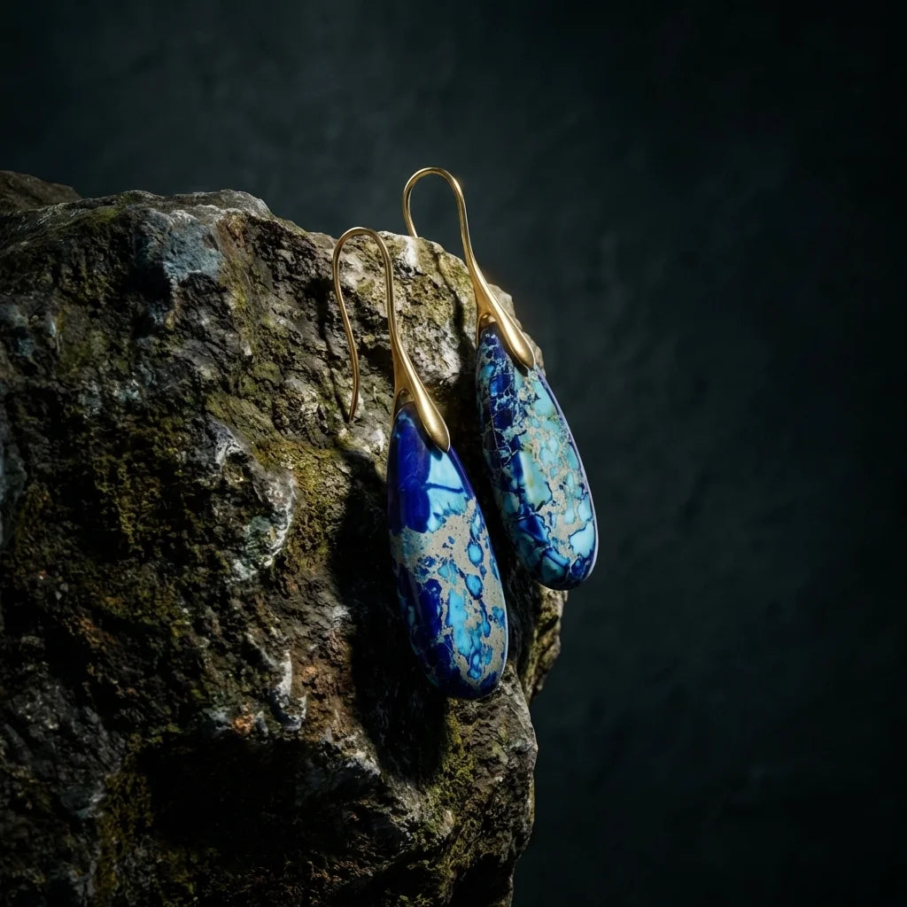 Bohemian Emperor Stone Geometric Pendant Earring Popular Natural Stone Jewelry Earrings for Women Luxury Boho Original earring