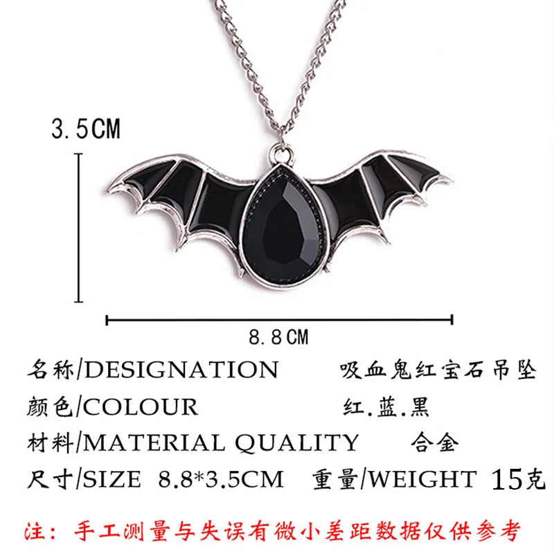Gothic Vampire Bat Necklace for Women Girl Charms Punk Choker Chain Collar Party Cosplay Jewelry Goth Necklaces Halloween Gift - Charlie Dolly