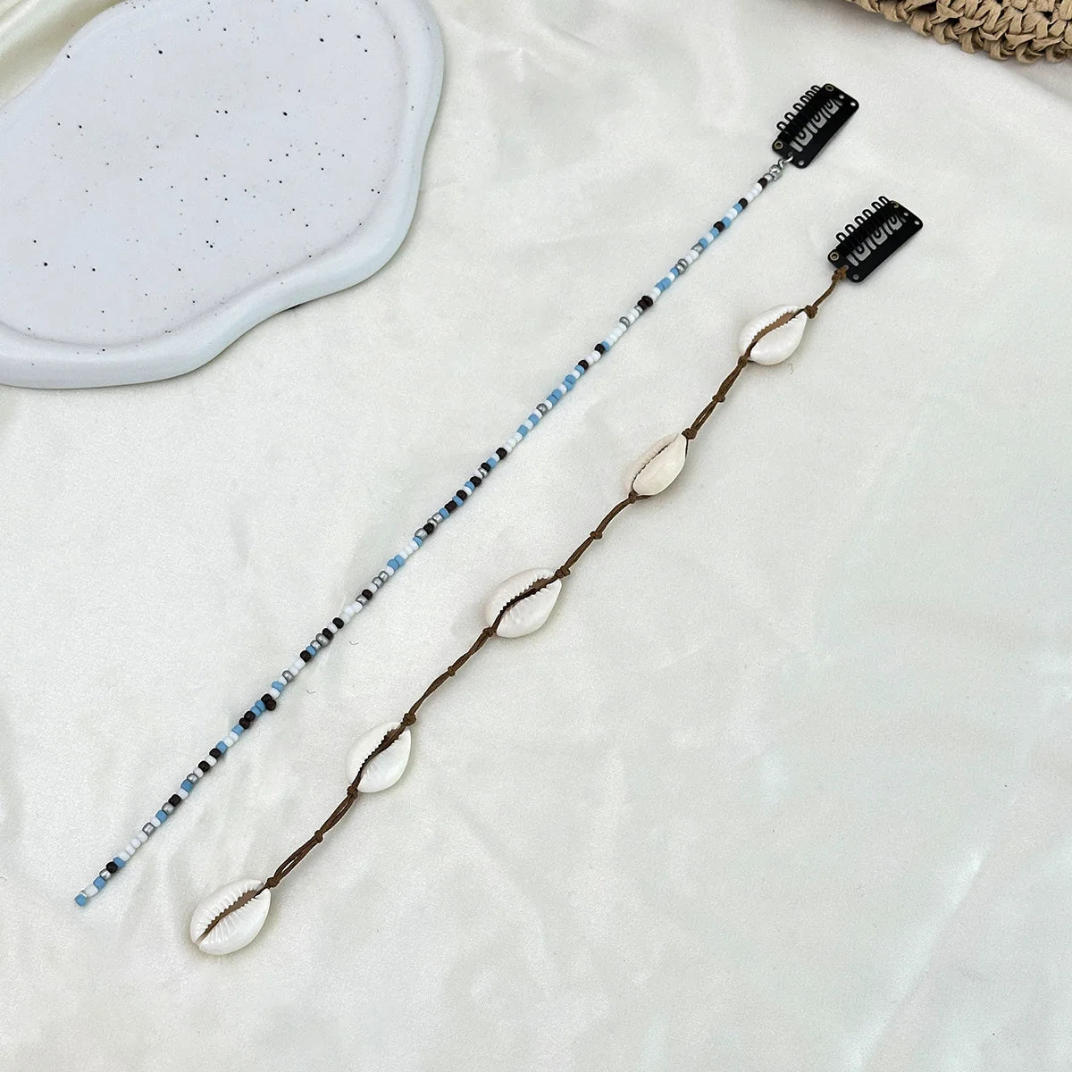 Festival Hair Extension Shell Bead Strands Waterproof Coating Boho Mermaid Core Dreadlock Jewelry for Braids