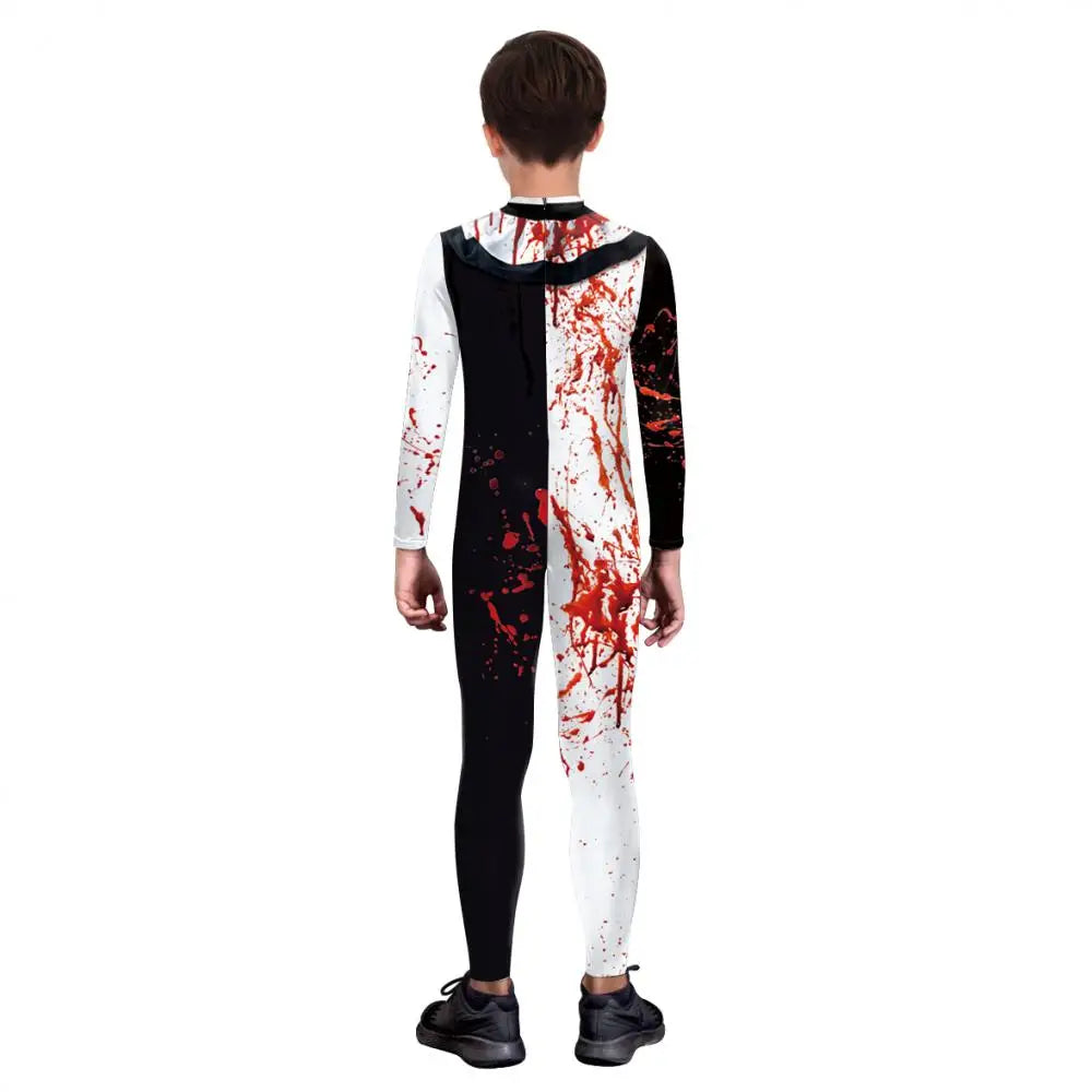 VIP FASHION Blood Clown Costume Adult Kid Halloween Suit Fancy Family Matching Suit Zentai Bodysuit Movie Scary Cosplay Jumpsuit - Charlie Dolly