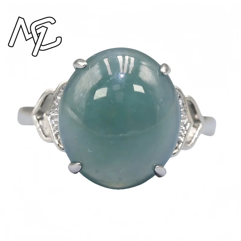 925 Silver Inlay Burmese Jade Adjustable Flower Gourd Butterfly Pendant Ring Emerald Rose Natural Green Women Jewelry Customized