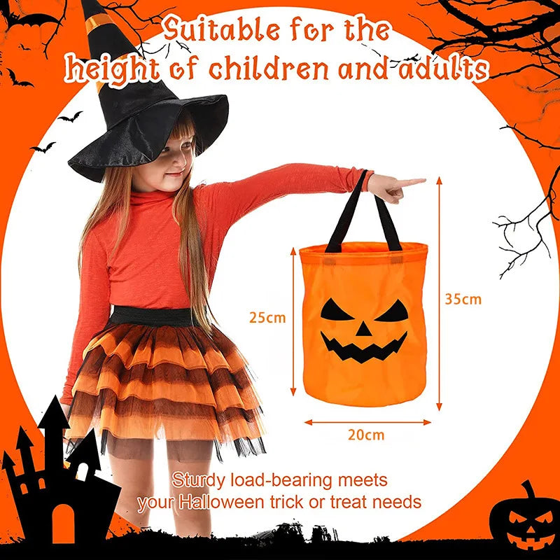LED Light Halloween Trick or Treat Bucket Pumpkin Candy Bags Collapsible Halloween Basket for Thanksgiving Party Gift Basket - Charlie Dolly