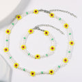 Dvacaman Boho Handmade Sunflower Beaded Necklace For Women Fashion White Imitation Pearl Choker Necklace INS Jewelry Accessories - Charlie Dolly